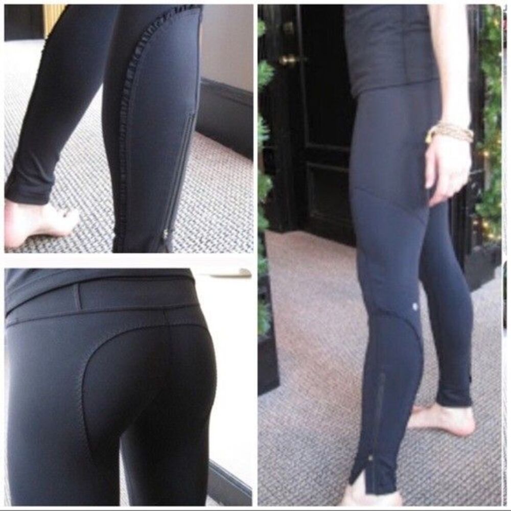 Lululemon Pants Womens 8 Gray Black Dressage Pant Denim Ankle Zip Equestrain